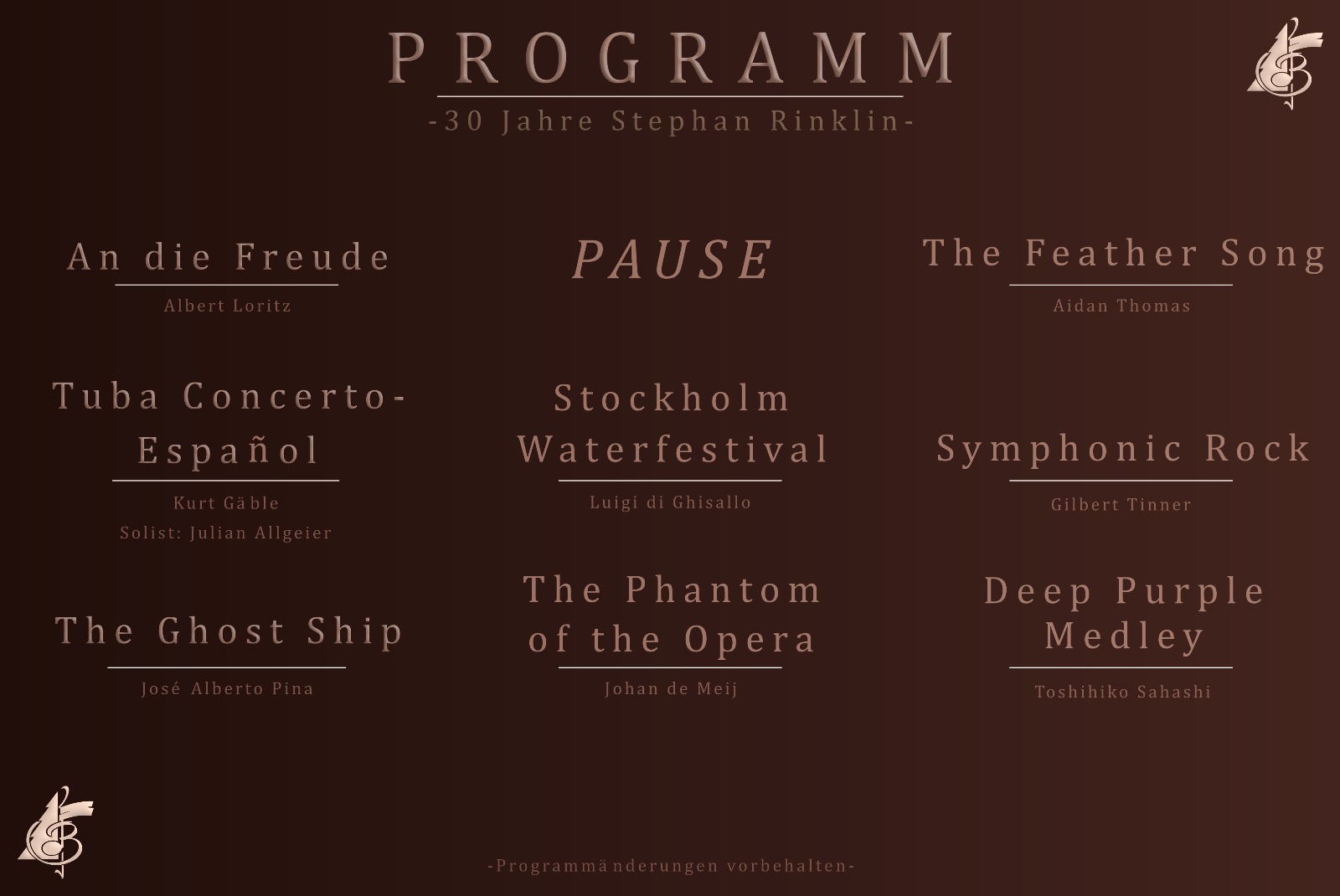 Drei Jahrzehnte - Programm